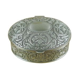 Décoration de bijoux de forme ovale en argent antique avec feuilles de gravure feuilles de joaillerie rétro de bijoux en alliage de petwer