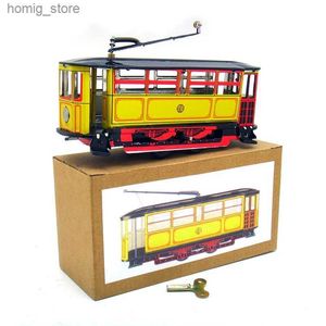 Antique Tit Toy Car Tente Up Robots Iron Metal Car Home Decoration Metal Craft Car Model Collection MS639 LOS ANGELES TRAM Y240416