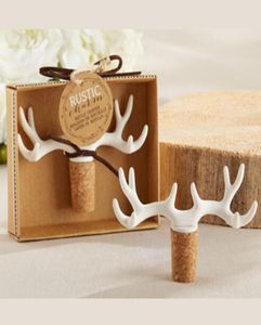 Antler Deer Wine Champagne Bottle Sceller Cork Red Wine Plug Stopper Mariage Baby Shower Baby Party Foft Faven pour Guest4717143