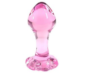 Anus Sexy Toy Glass Pink Vhip Small Anal Toys para mujer para mujer Men Glass Dildo Butt Plugs Dilator G Spot Stimulator Buttplug Y18040503