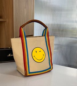 Anya Bag Cara sonriente amarilla lona de piel de vaca Color del arco iris Bolso de mano bolso de playa bolso de mano bolso de diseñador bolsos de hombro de lujo bolso cruzado de mujer