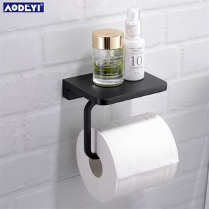 Soporte de papel higiénico de latón aodeyi colgador de papel de baño soporte de papel enrollable estante de teléfono mate negro cromo dorado pared soporte T200425