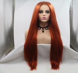 Aohai – perruque Lace Front Wig synthétique Orange, perruques longues pour femmes, perruques de Cosplay en Fiber résistante à la chaleur, remplacements de cheveux complets épais 1023982