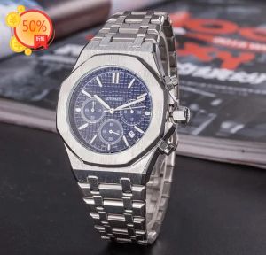 AP Todos los diales que funcionan Fecha automática Relojes para hombres p Moda de lujo para hombre Banda de acero completa Movimiento de cuarzo Reloj Oro Plata Reloj de pulsera de ocio p5