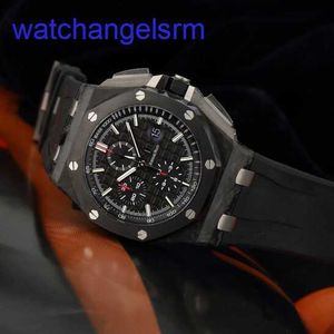 AP Crystal Wrist Watch Royal Oak Offshore Series Automatic Mechanical Mens Watch Forgged Carbon 44mm Time Affichage Céramique Tapuche à anneau étanche 26400
