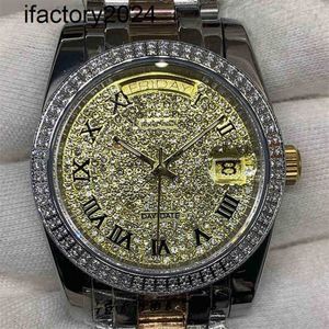 Ap Watch Diamond Moissanite Iced Out puede pasar la prueba Registro mecánico para hombres de la máquina de llenado de piedra de doble hilera Mesa Rz1932 Geneva es para relojes de pulsera