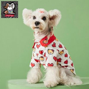 Apparel TawneyBear Summer Dog Shirt Red Coeur mignon Bear Breathable Pet Tshirt Schnauzer Chihuahua Bichon York Costume Costume Chien