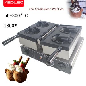 Electrodomésticos Xeoleo Bear Head Waffle Machine Open BoCe Bear Tipo Taiyaki Waffle Maker Bear Taiyaki Ice Cream 1800W