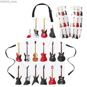 Tabliers kit tablier coloré guitare cuisine bib four mitts for cuisiner jardinage femme enfants tabliers coiffe accessoires y240401