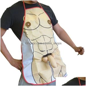 Delantales Divertido Novedad 3D Hombre desnudo Delantal de cocina para los amantes del diseño del regalo del vestido de lujo 201007 Drop Delivery Home Garden Textiles DHCR2