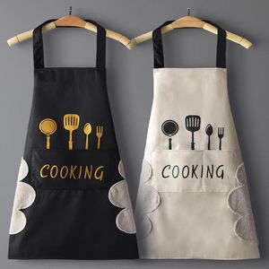 Aprons Hand-wiping kitchen Household Cooking Apron Men Women Oil-proof Waterproof Adult Waist Fashion Coffee Overalls Wipe Hand Apron 230324