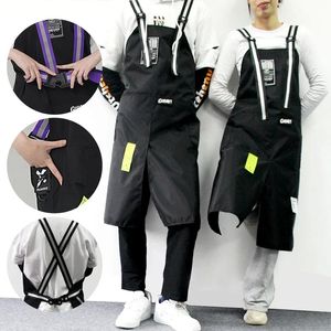 Aprons Trendy Beauty Aprons Waterproof Apron For Women And Men Coffee Shop Hairdresser Slit Overall Chef Adjustable Nail Salon Apron 231013