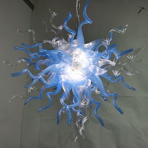 Aqua Blue Chandelier Lámpara LED de cristal Comedor Decoración de la casa Luz colgante contemporánea Candelabros de vidrio soplado hechos a mano