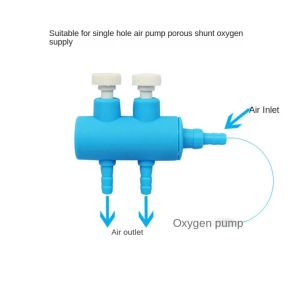 Válvulas de control de aire del acuario de plástico azul 2-6 formas de accesorios de bomba de aire del tanque dividido de peces