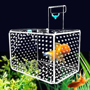 Incubateur d'aquarium Transparent en acrylique, boîte d'isolation pour Aquarium, petite boîte d'élevage de frites, fournitures pour animaux de compagnie aquatiques, trou Dia.1mm/3mm 240124