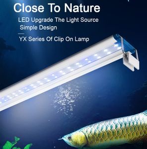 Luz LED para acuario, pecera superdelgada, iluminación para cultivo de plantas acuáticas, lámpara con Clip brillante impermeable, LED azul de 18-72cm para plantas de 220v