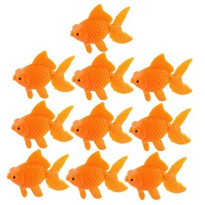 Adorno de pez dorado de plástico naranja para acuario, decoración de acuario, 10 Uds.224N