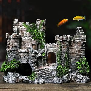 Aquariums Aquarium Fish Tank Landscaping Simulation Retro Castle Ornament Resin Process Plants 230923