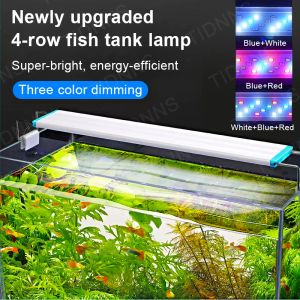 Aquariums Super Slim LED Aquarium Lighting RGB Aquatic Plant Light 1858 cm Extensible Imperproof Clip For Fish Tank 90260V Color Lights