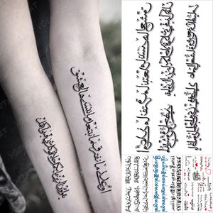 Lettre arabe autocollants de tatouage temporaires imperméables mot noir langue sanskrite texte Tatto bras poitrine corps Art tatouages femmes hommes