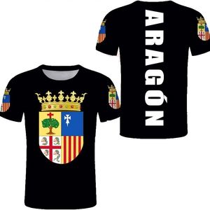 Aragon je T-shirt personnalisé gratuit ESPAGNOL Aragonais t-shirts drapeau emblème t-shirts bricolage Saragosse ville nom numéro t-shirt 220611