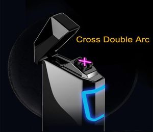 Arc plus léger double croix électrique USB rechargeable sans flamme sans flamme pour les bougies de cigarette de feu à l'extérieur93121272056555