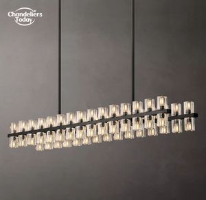 Arcachon LED lustres rectangulaires moderne rétro cristal laiton noir luminaire suspendu pour salle à manger salon lampes suspendues