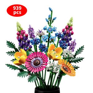 Arquitectura DIY House Eternal Artificial Chrysanthemum Flower Decoración del hogar Buque de construcción Wildflower Brouquet Bouquet Girl Birthday Gift Toys for Children 230815