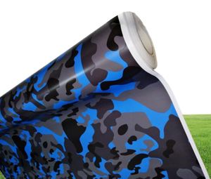 Enveloppe de voiture camouflage bleu arctique avec dégagement d'air camouflage mat brillant couvrant les graphiques de bateau de camion auto-adhésif 152X30M 9744533