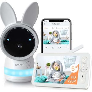 ARENTI Video Baby Monitor con cámara Ultra HD 2k, visión nocturna, canciones de cuna, detección de movimiento, sensor de humedad de temperatura, pantalla de color de 5 