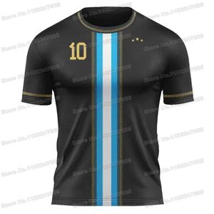 Argentine Flag Black Gold Diy Football Shirt Custom Name Sports Neck Number 10 Jersey Fitness Running Randing Gym Training top 240428