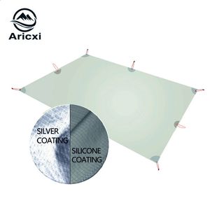 ARICXI Ultralight Tarp Ligero Mini Refugio Sun Mat de campamento Flénica de carpa 15d Nylon Silicone Silver Consejo para el para Carro 240327