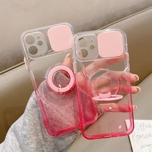 Coque de protection d'objectif d'appareil photo blindé, étui transparent dégradé pour iPhone 14 13 Pro Max 12 11 Mini XS X XR 8 7 Plus avec anneau de support