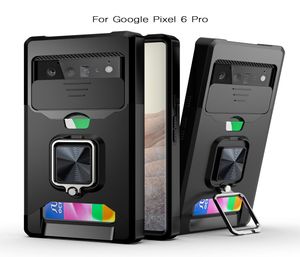 Étuis d'armure pour Google Pixel 6 Pro 5A, coque rigide en verre trempé, support hybride mince en silicone, anneau magnétique, carte de Protection Cove1060517