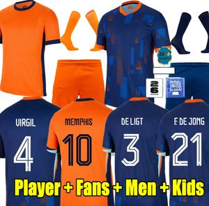 De Jong 2024 Pays-Bas Memphis Soccer Jersey Cup National Team Fans Joueur Holland de Ligt Wijnaldum Van Dijk 24 25 Kirt de football Men Kid Kit Women Dumfries ake