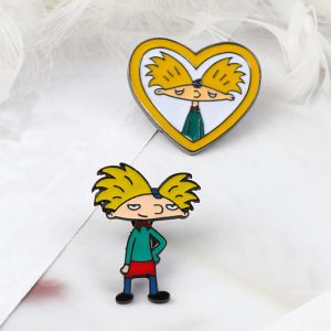Arnold-Pines de personajes de Anime para niños, broches de colección esmaltados de dibujos animados divertidos, insignias de Metal, sombrero, Pin de solapa vaquera, regalo de joyería