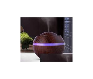 Aromaterapia Humidificador de aire 500ml Nuevo difusor de aroma trrasónico con grano de madera 7 Color Cambio de luz Noche LED Haz Drop Deli4267779