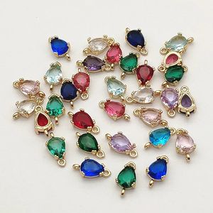 Arrivée 13x7mm 50 pcs cuivre charme verre goutte pendentifs pour collier fait main boucles d'oreilles bricolage pièces bijoux résultats composants 240309