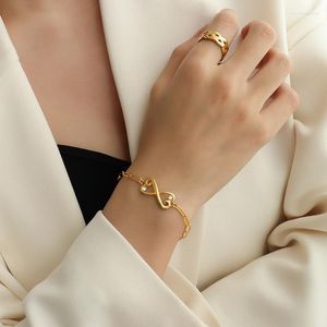 Llegada Gold Silver Color Bowknot Pulsera de circón para mujer 316 L Joyería de acero inoxidable 18 K K Not Fade Link Chain