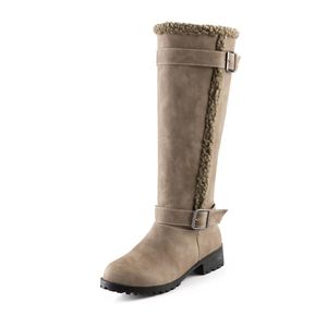 Arrivée Knee High New Women Toe Toe Buckle Fashion Bottes d'hiver Boots bas Femelle Femelle Big Taille