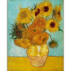 Art abstract Flores lienzo impresiones Jarrón de arte de pared con quince girasoles de Van Gogh Pinturas al óleo clásicas Reproducción para decoración del hogar estirado moderno