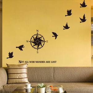 Art Design Décoration de la maison Vinyl Compass Wall Sticker amovible coloré décor de maison PVC voile GPS décalcomanies dans les chambres familiales 210420