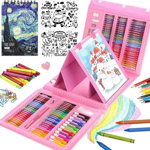 Kits d'art pour enfants, 208 pièces, kit d'art de dessin avec chevalet double face à trois volets, fournitures de peinture comprenant des Crayons pastels à l'huile 240318