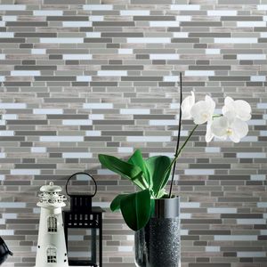 Art3d 30x30cm 3D Pegatinas de pared Autoadhesivo Peel and Stick Backsplash Tile Long Stone para cocina Baño, Fondos de pantalla (6 piezas)