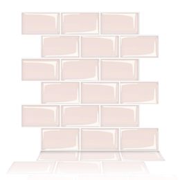 Art3d 30x30cm Pink 3D Wall Stickers Autoadhesivo Peel and Stick Backsplash Tile para cocina baño, fondos de pantalla (10 azulejos, versión más gruesa)