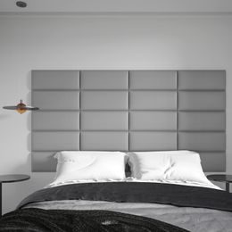 Art3d Lot de 4 têtes de lit à décoller et autocollantes pour lit double en gris, taille 25 x 60 cm, panneaux muraux rembourrés 3D