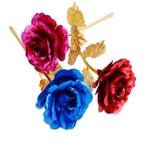 Couleur artificielle 24k Rose Saint-Valentin Boîte-cadeau 24k plaqué or Golden Rose Fleurs de vacances Présentation de mariage décoration GC2246