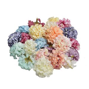 Tête de fleur artificielle 50pcs / lot 4.5CM hortensia fait à la main fête de mariage décoration de la maison bricolage couronne cadeau scrapbook artisanat fleur EEA379