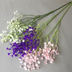 Gypsophila artificial flor flores de plástico 58cm de largo de color blanco / Babysbreath violeta / rosa para el arreglo floral de la boda Flores