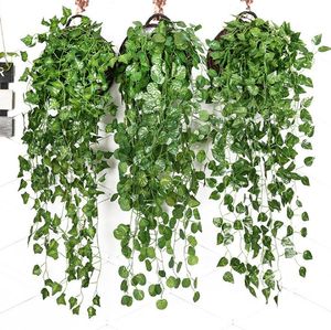 Artificial Ivy Foliage Green Leaves Fake Hanging Emalation Flower Vine Plant Rattan Wedding Party Garden Decor Wall Mounted Supply SN5437